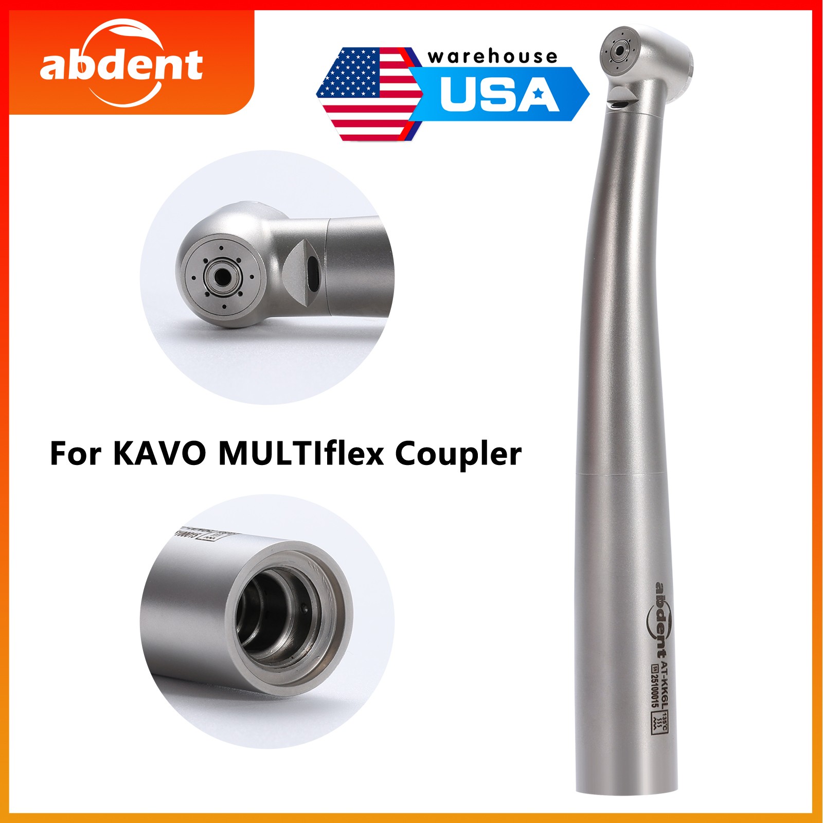 abdent Dental Fiber Optic LED Handpiece Four Spray Fit KAV MULTIflex Coupler