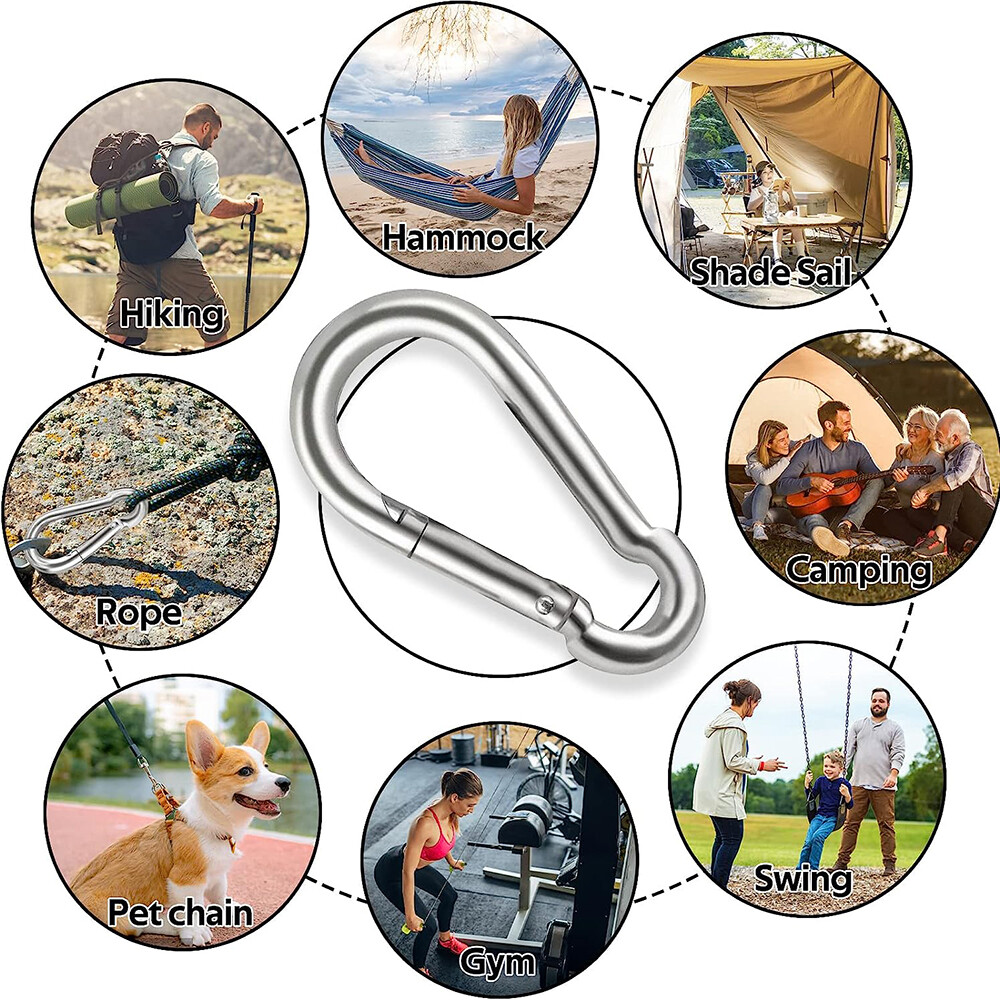 Small & Large CARABINER CLIP – HARDWARE Stainless Steel – WILL NOT RUST OUTDOORS
