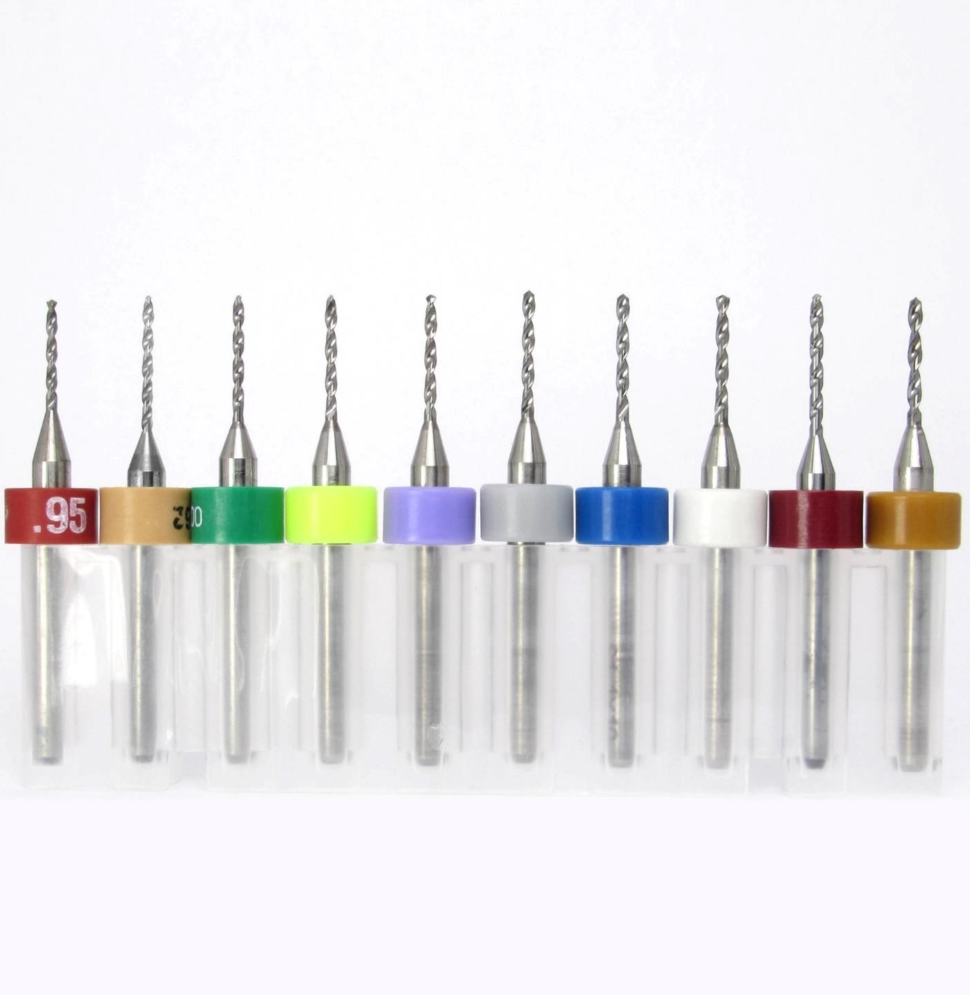 Micro PCB Drill Bits Set 0.95–1.15mm (.037–.0465″) Solid Carbide 1/8″ Shank CNC