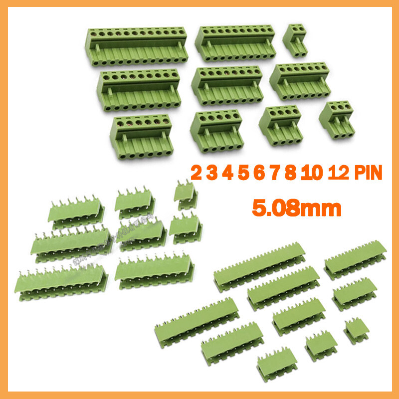 Green PCB Terminal Block Connector KF2EDGK 5.08mm Pitch 2/3/4/5/6/7/8/10/12 Pin