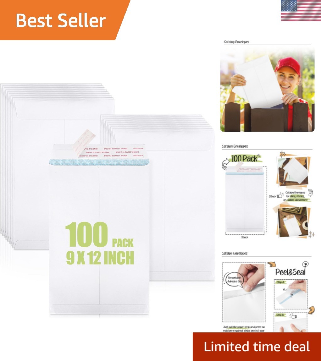 Versatile 9×12 Self-Seal Envelopes – Ideal for Everyday Mailing, 100 Pcs