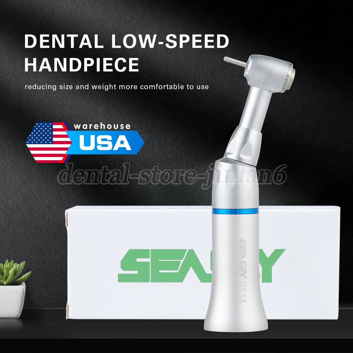 1-10* Dental Slow Low Speed Handpiece Push Button Contra Angle w/ FG 1.6MM Head