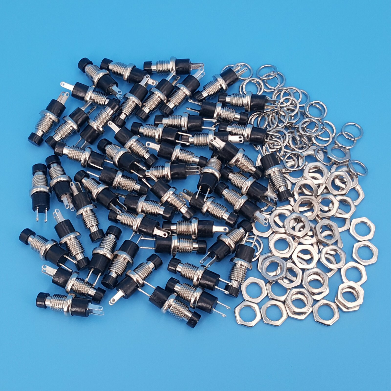 50Pcs PBS-110 7mm Black Cap 2 Pin Momentary OFF-MOM SPST Mini Push Button Switch