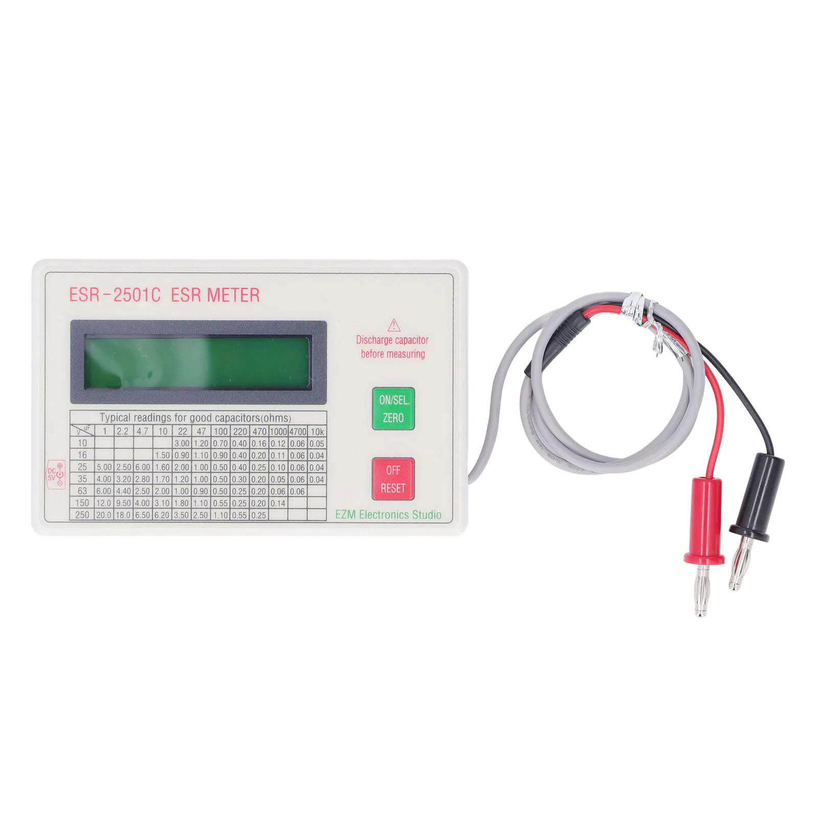 Handheld ESR DCR Capacitor Tester High Accuracy Capacitance Meter ESR-2501C