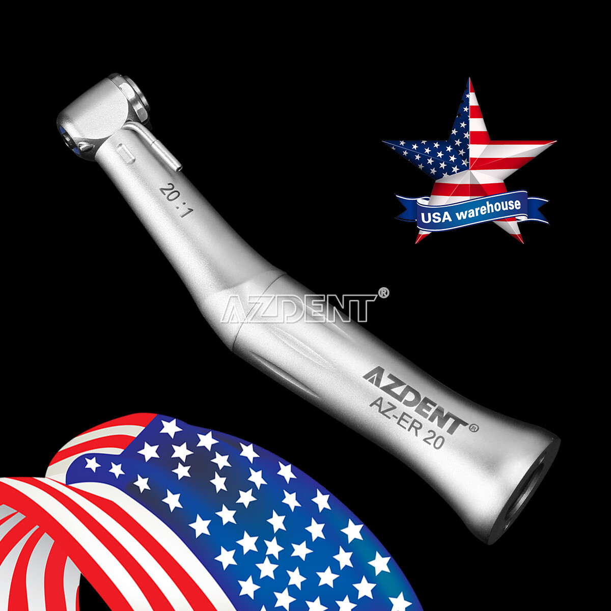 AZDENT Dental Implant Contra Angle 20:1 Push Button Low Speed Implant Handpiece
