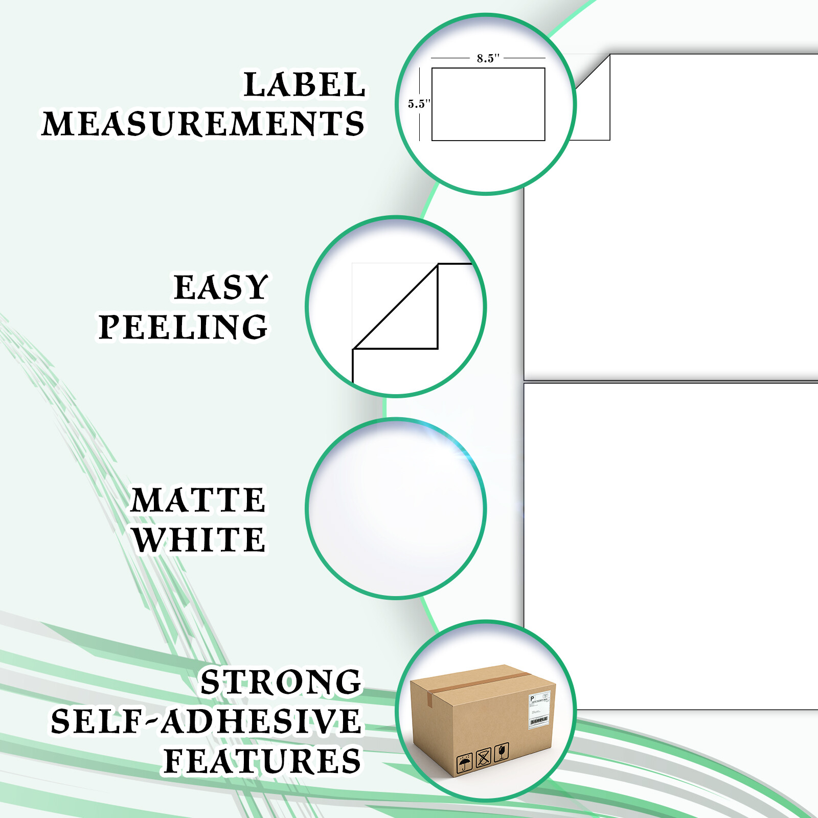 220-1100-4400 Shipping Label 8.5 x 5.5 Half Sheet 2 Per Sheet Self Adhesive USA