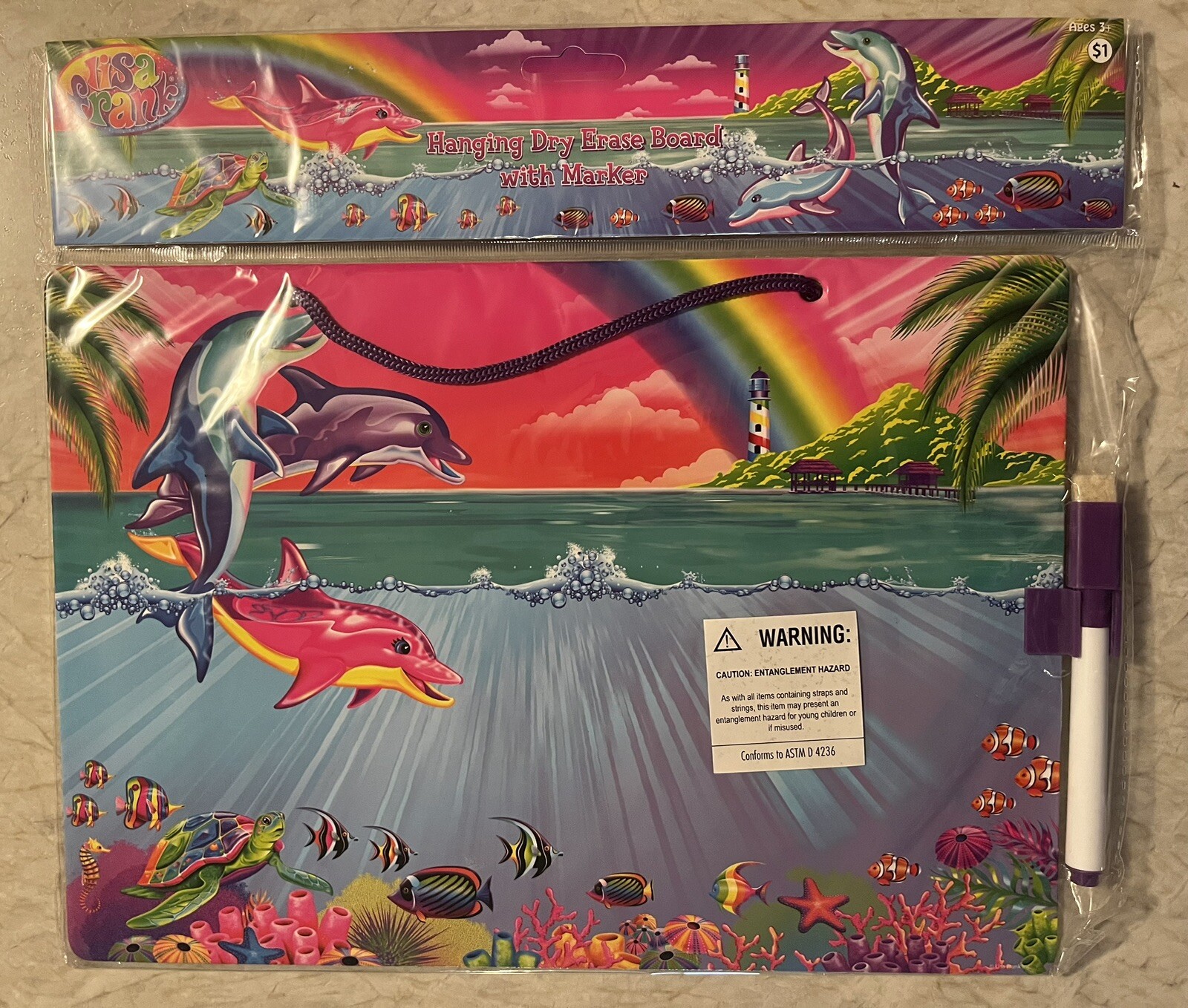 Lisa Frank Dancing Dolphins Hanging Dry Erase Board With Marker New