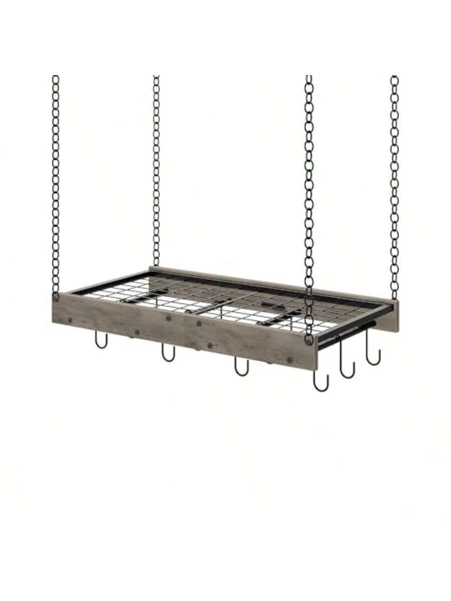 Ceiling Mounted Hanging Pot Rack with 12 S Hooks, Kitchen Cookware Organizer,