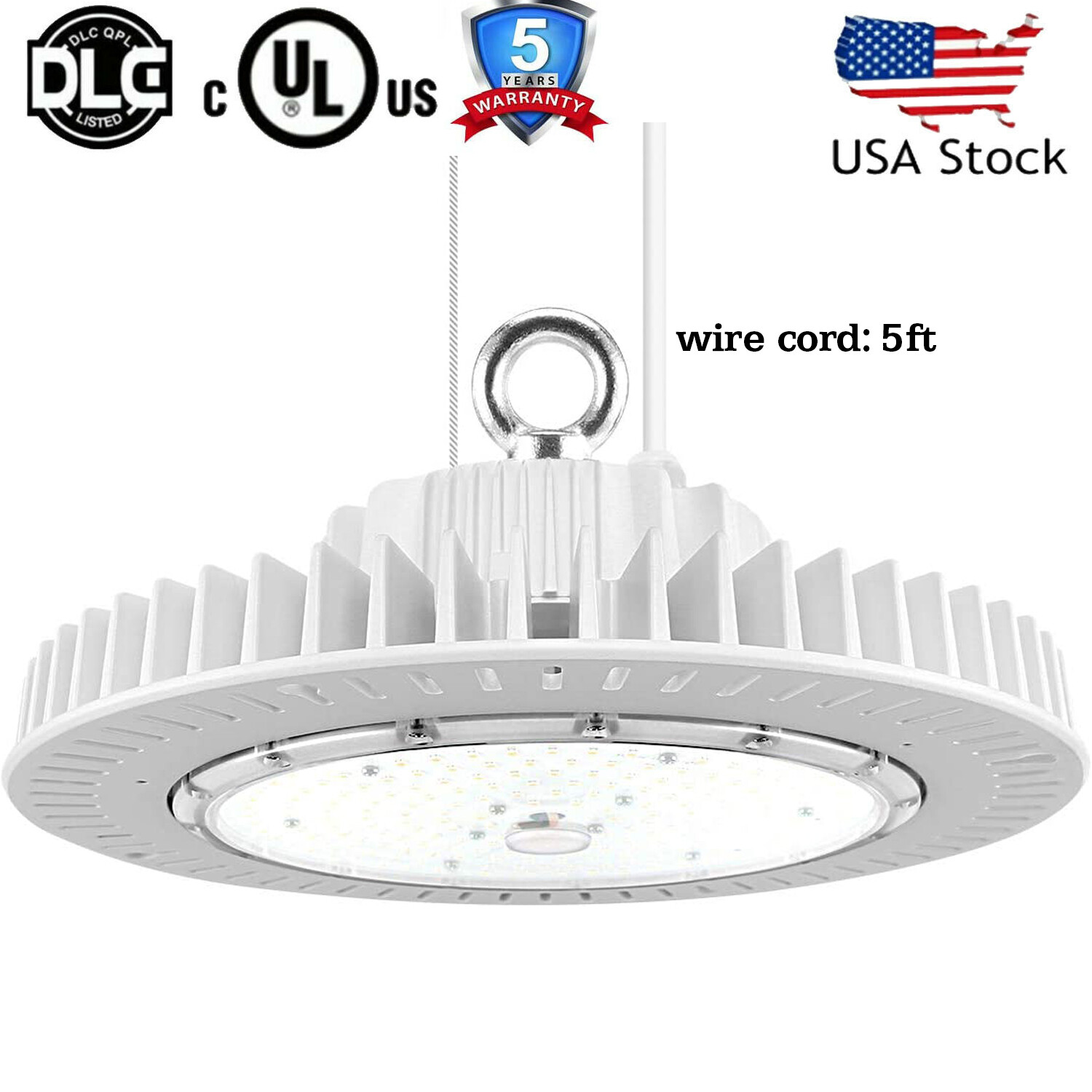 LED High Bay Light 150W UFO LED Low Bay Shop Light Fixture 5000K Daylight UL DLC