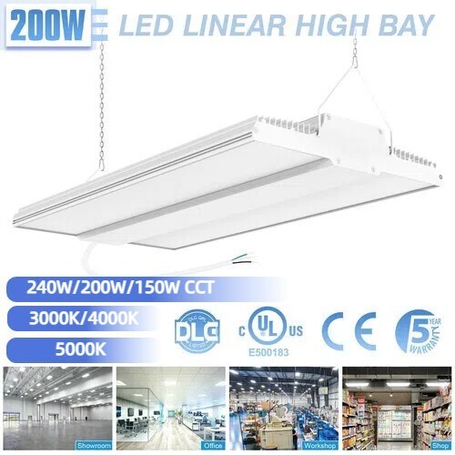240W /200W/ 150W CCT LED Linear High Bay Light Shop Hanging Lamp 5000K 30000LM