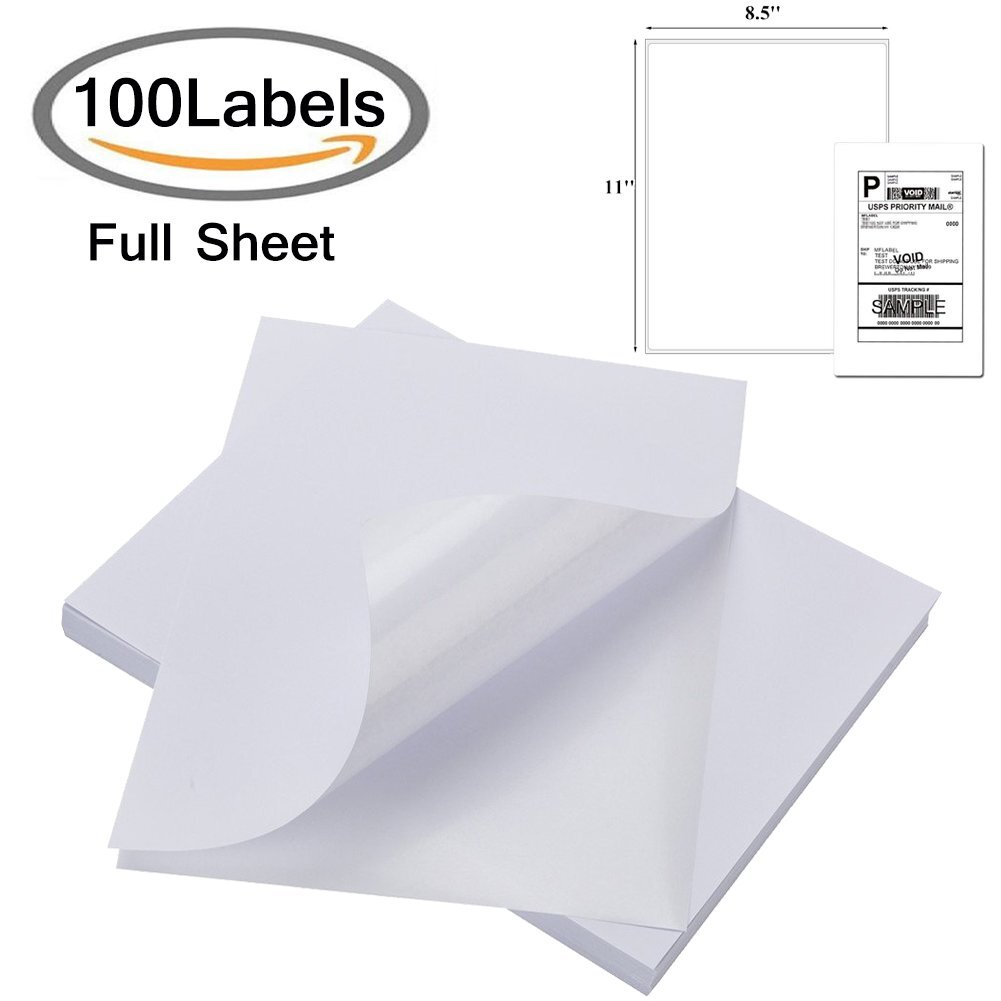 100 Full Sheet Blank Shipping Labels 8.5″X11″ Self Adhesive Laser inkjet Printer