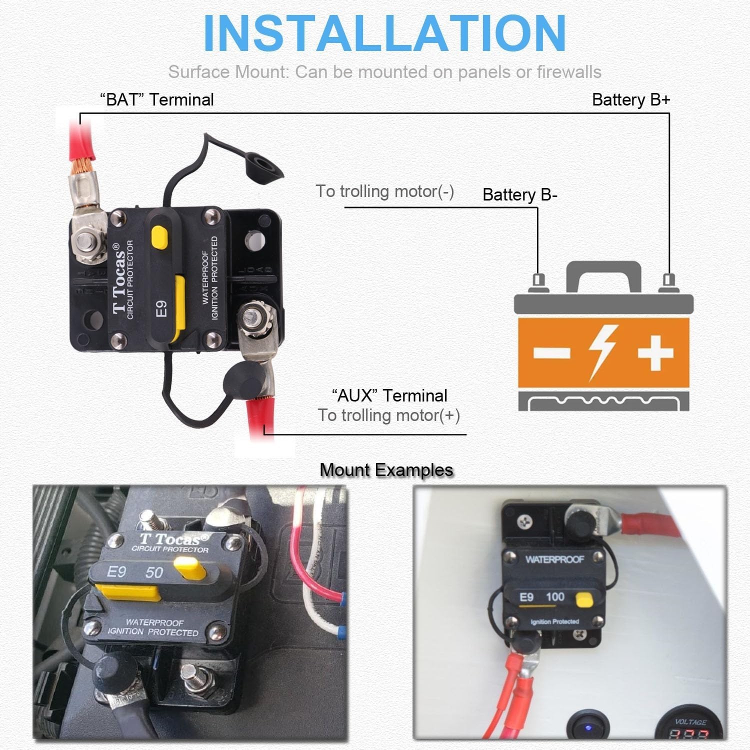 200 Amp Circuit Breaker with Manual Reset 12V48V Dc Waterproof 200A Amp Breakers