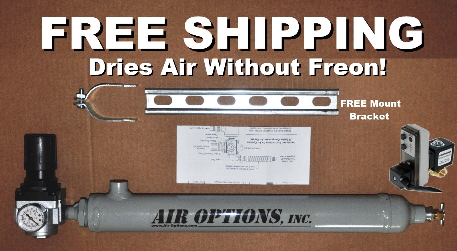 Refrigerated Compressed Air Dryer + DRAIN for 5 HP 2-Stage Air Compressor