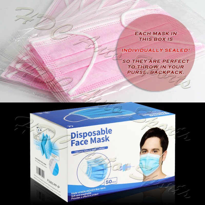 PINK Disposable Face Mask 100PCS Non Medical 3-Ply Earloop Dust Cover Masks