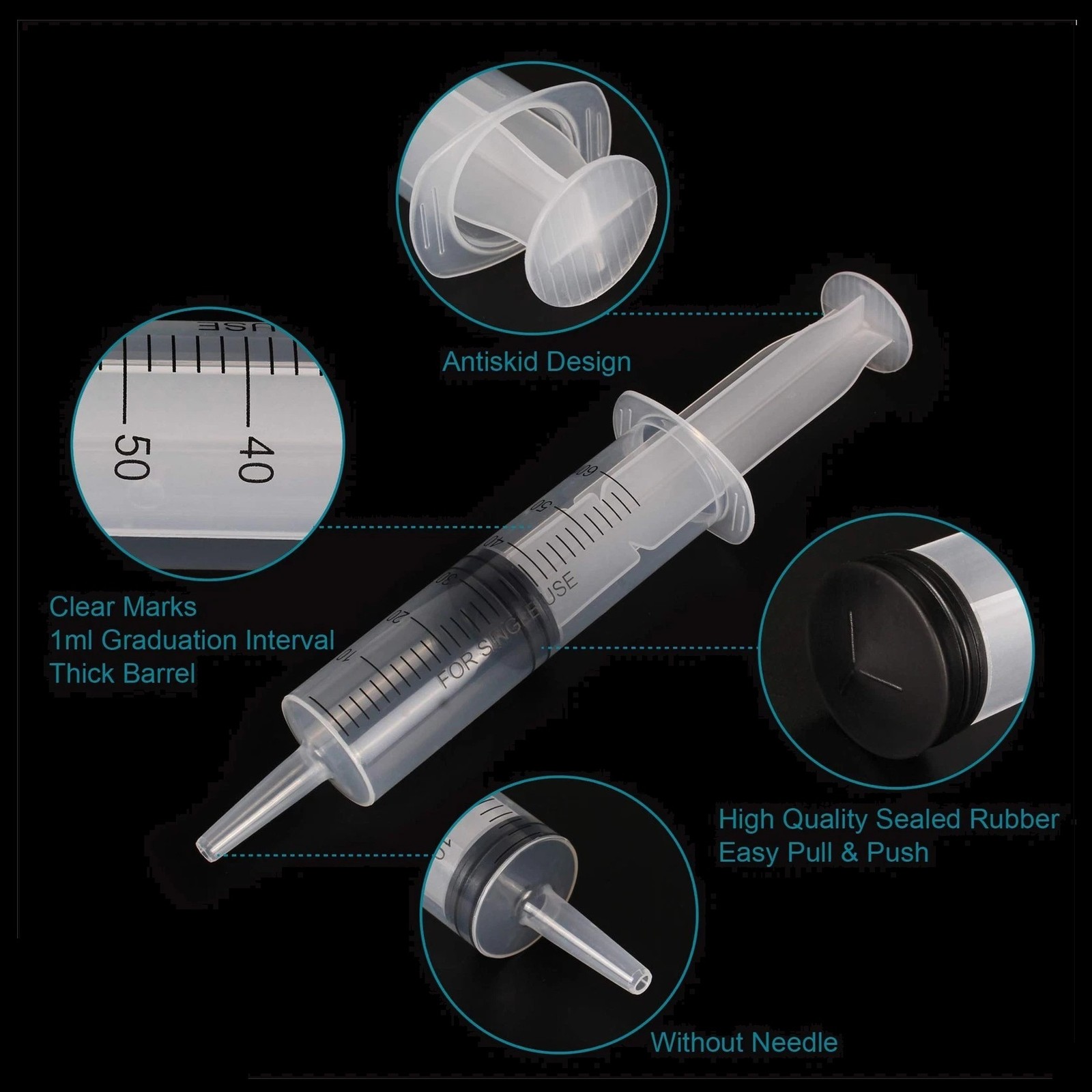 3x 60ml/2oz Plastic Syringe Sterile Plant Water Animal Feeder Individual SEALED