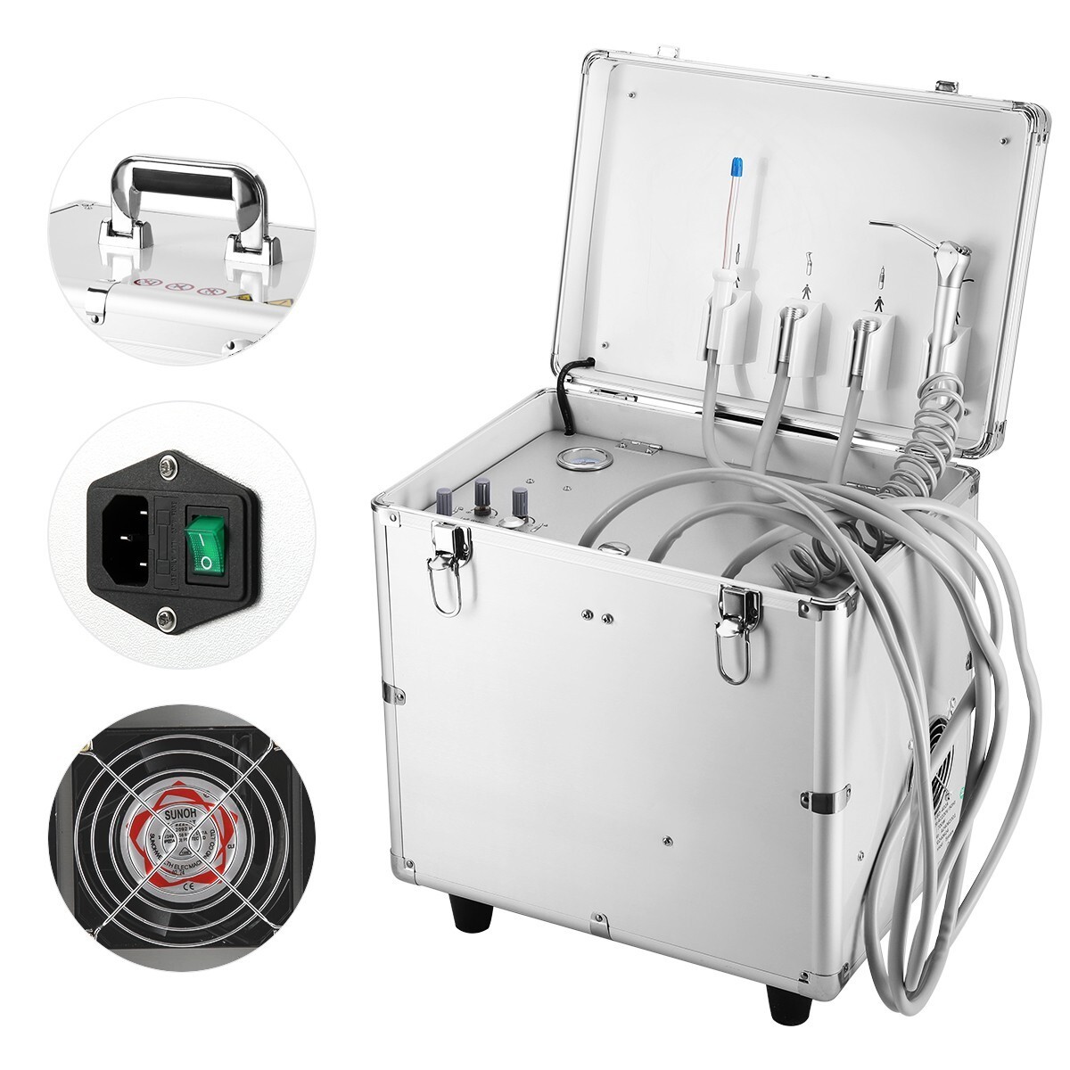 Portable Dental Delivery Unit Treatment Air Compressor Syringe Suction 4 Hole