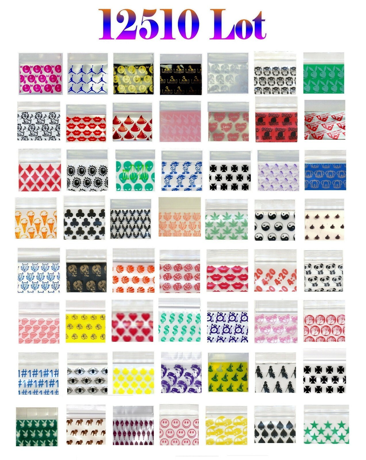 600 LOT OF APPLE MINI ZIP DESIGN BAGGIES U PICK DESIGN & SIZES 600 LOT