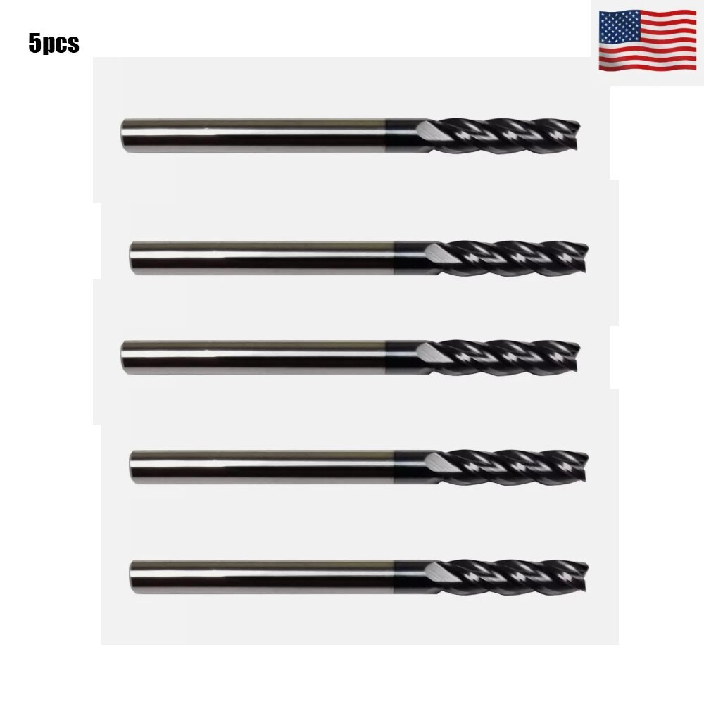 New 5 PCS – 3/16″ 4 FLUTE CARBIDE END MILL – TiALN COATED USA