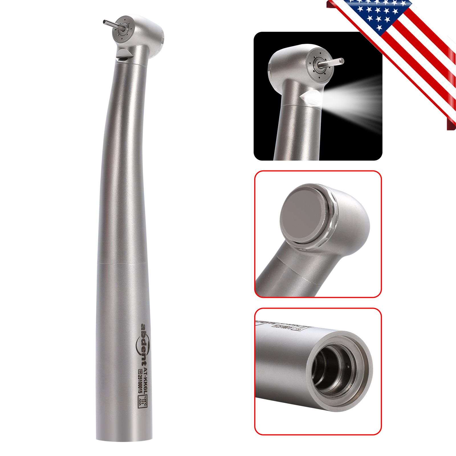 abdent Dental Fiber Optic LED Handpiece Four Spray Fit KAV MULTIflex Coupler