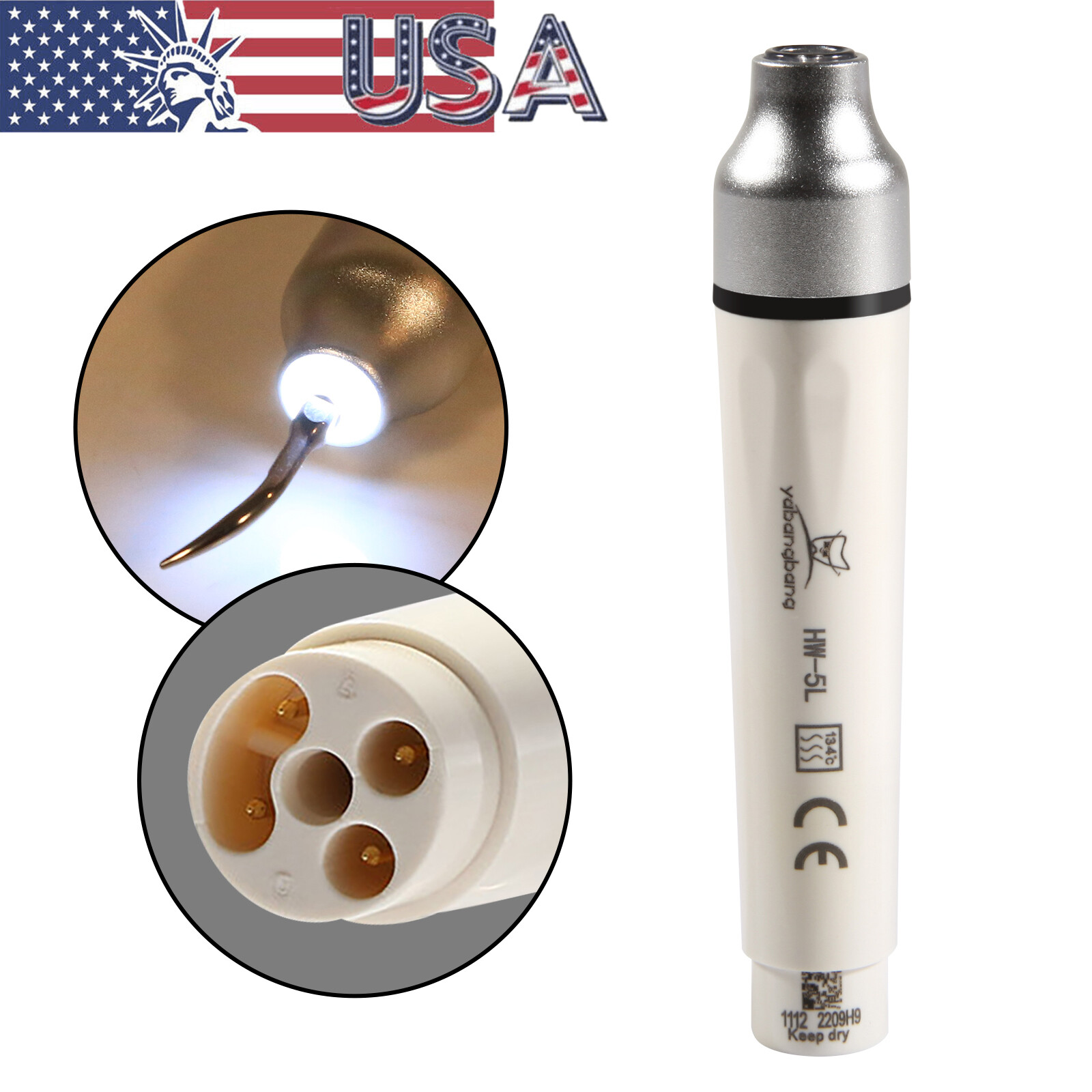 Dental Ultrasonic Piezo Scaler LED light Handpiece HW-5L for EMS Cavitron tips
