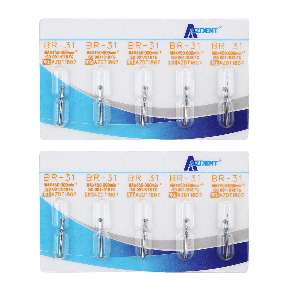10PCS AZDENT Dental FG Diamond Burs 100Types for High Speed Turbine Handpiece