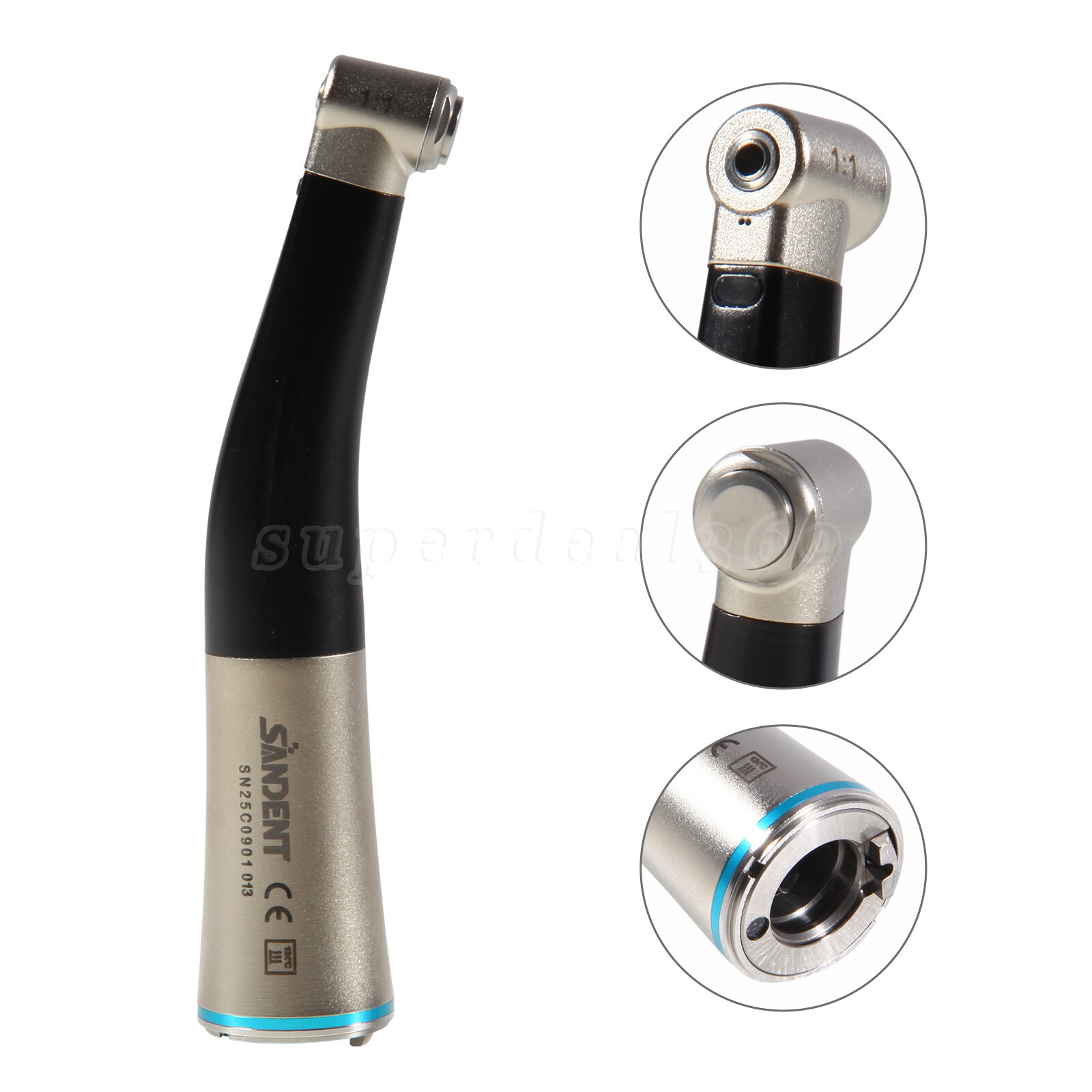 Dental 1:1 LED Fiber Optic Handpiece Internal Water Spray Contra Angle Push st