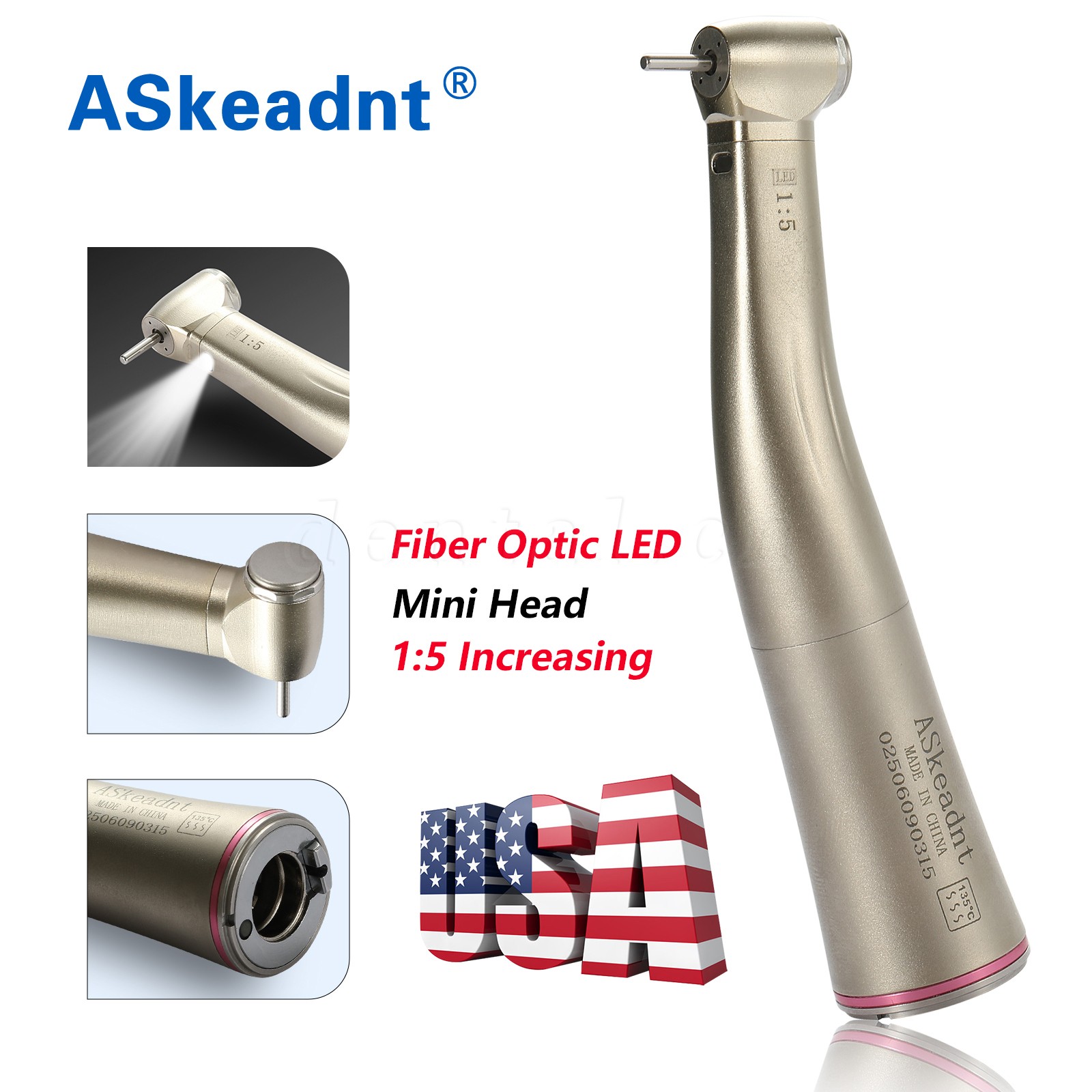 NSK Style Dental 1:5 Increasing Contra Angle Fiber Optic Handpiece E-type Motor
