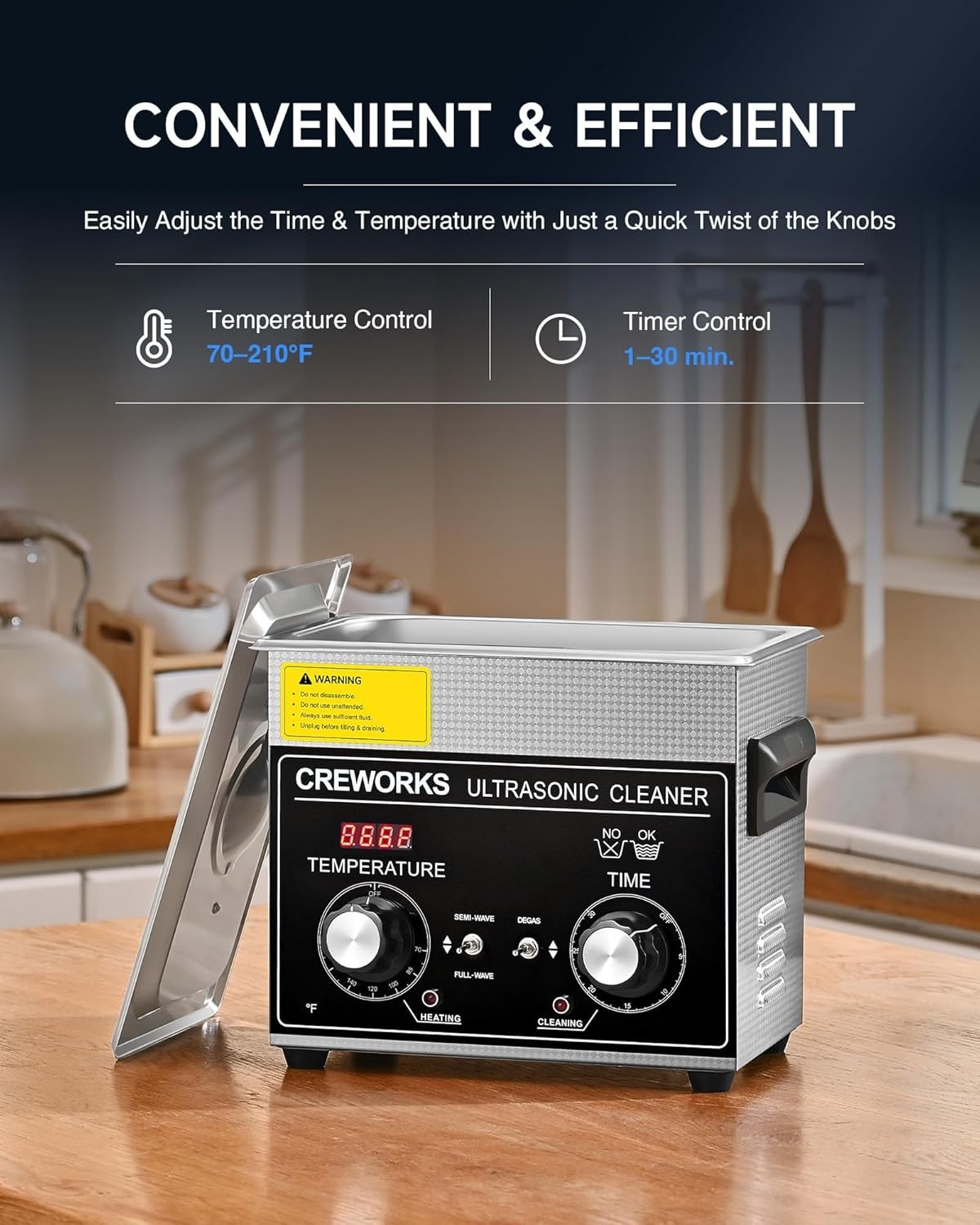 3L Ultrasonic Cleaner W/ Degas & Gentle Modes 120W Stainless Steel Ultrasonic