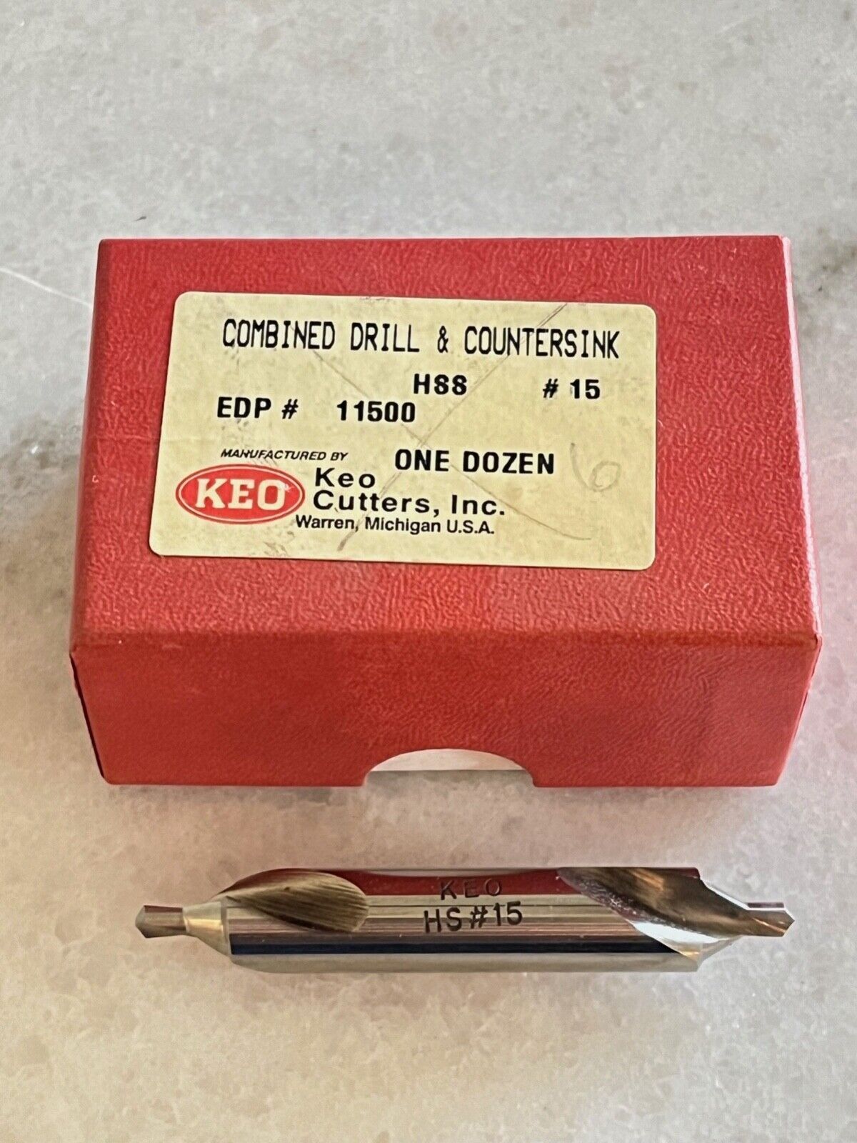 new KEO Cutters #15 HSS Plain Type 60°, Combined Drill & Countersink, EDP# 11500