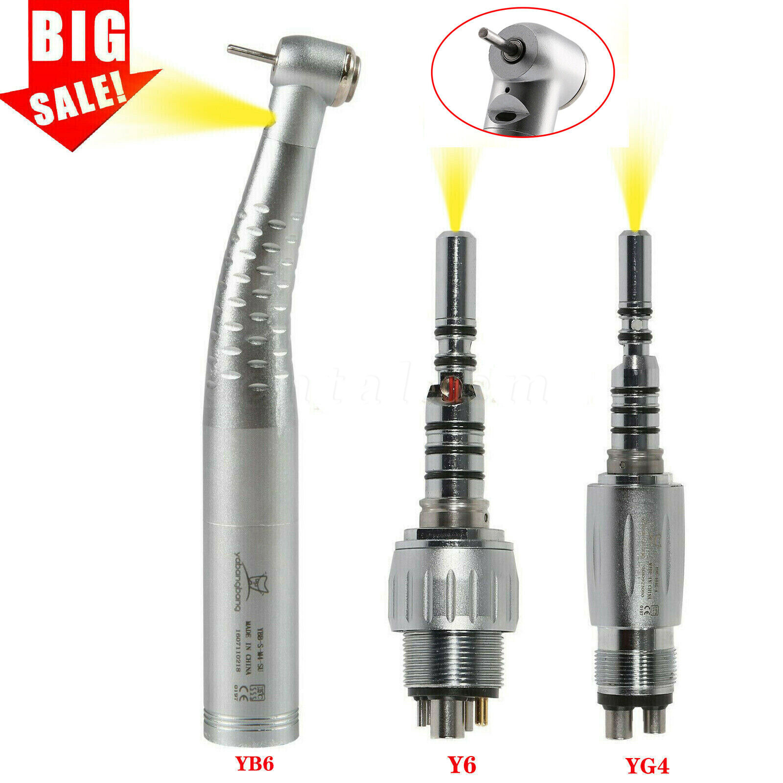 Dental Fiber Optic LED Handpiece High Speed / LED Coupler 4/6 Hole KaV Sty OEM