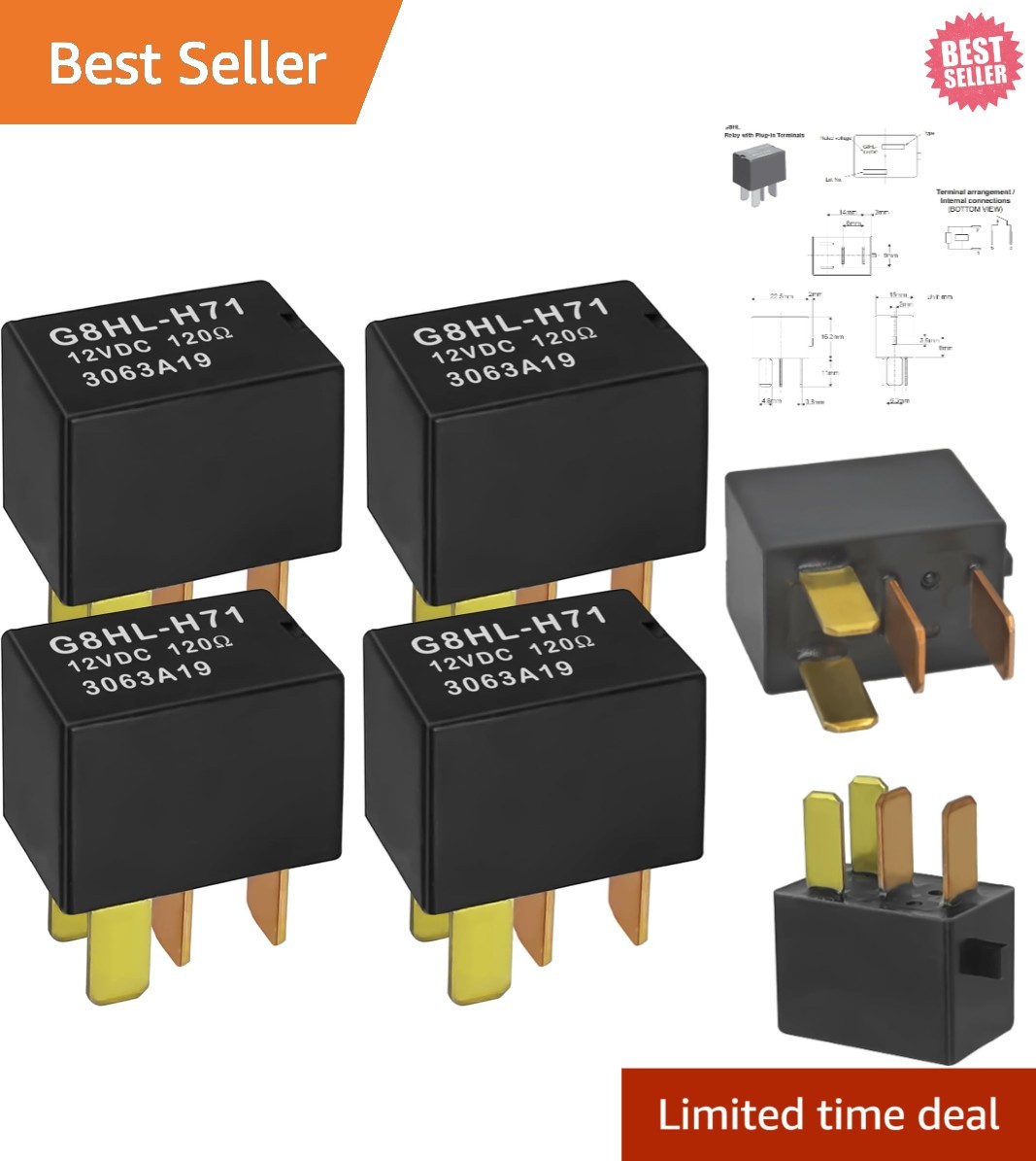 Pack of 4 G8HL-H71 12VDC Relays – Easy Plug-In for Honda Accord & Civic