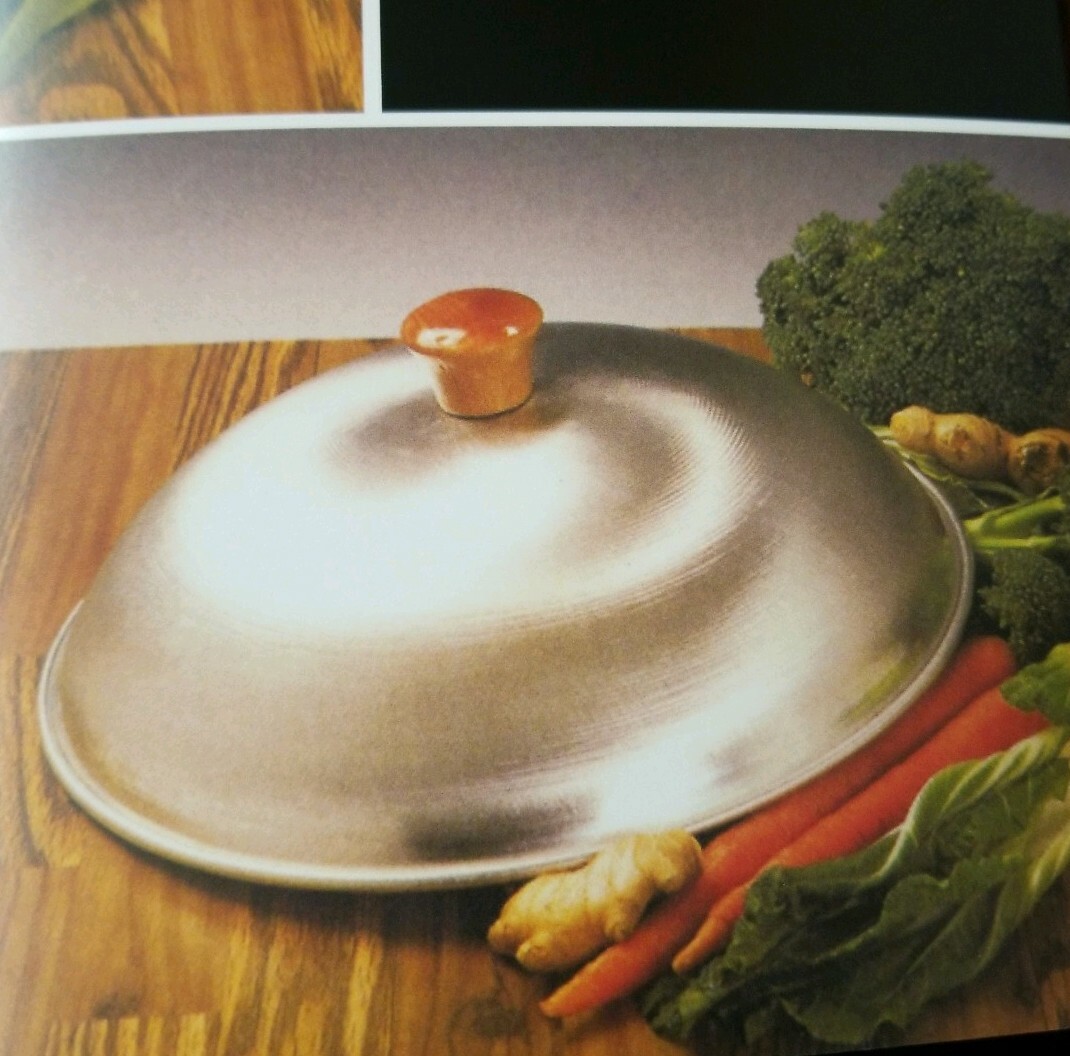 16″ Flat bottom wok with wood and metal ears 15″ dome cover 14 gauge USA MADE.