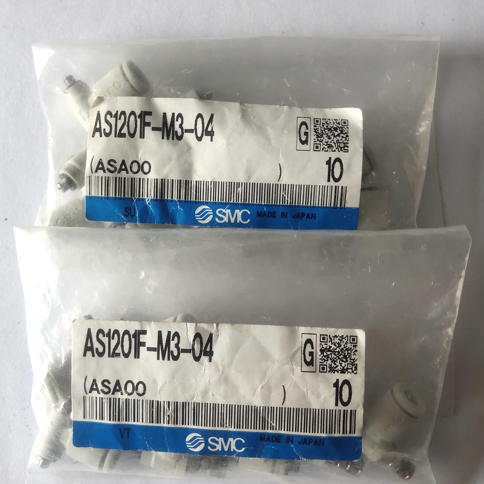 1Bag/10pcs SMC AS1201F-M3-04 Air Flow Control Valve PBT Elbow, M3 Male x 4 mm