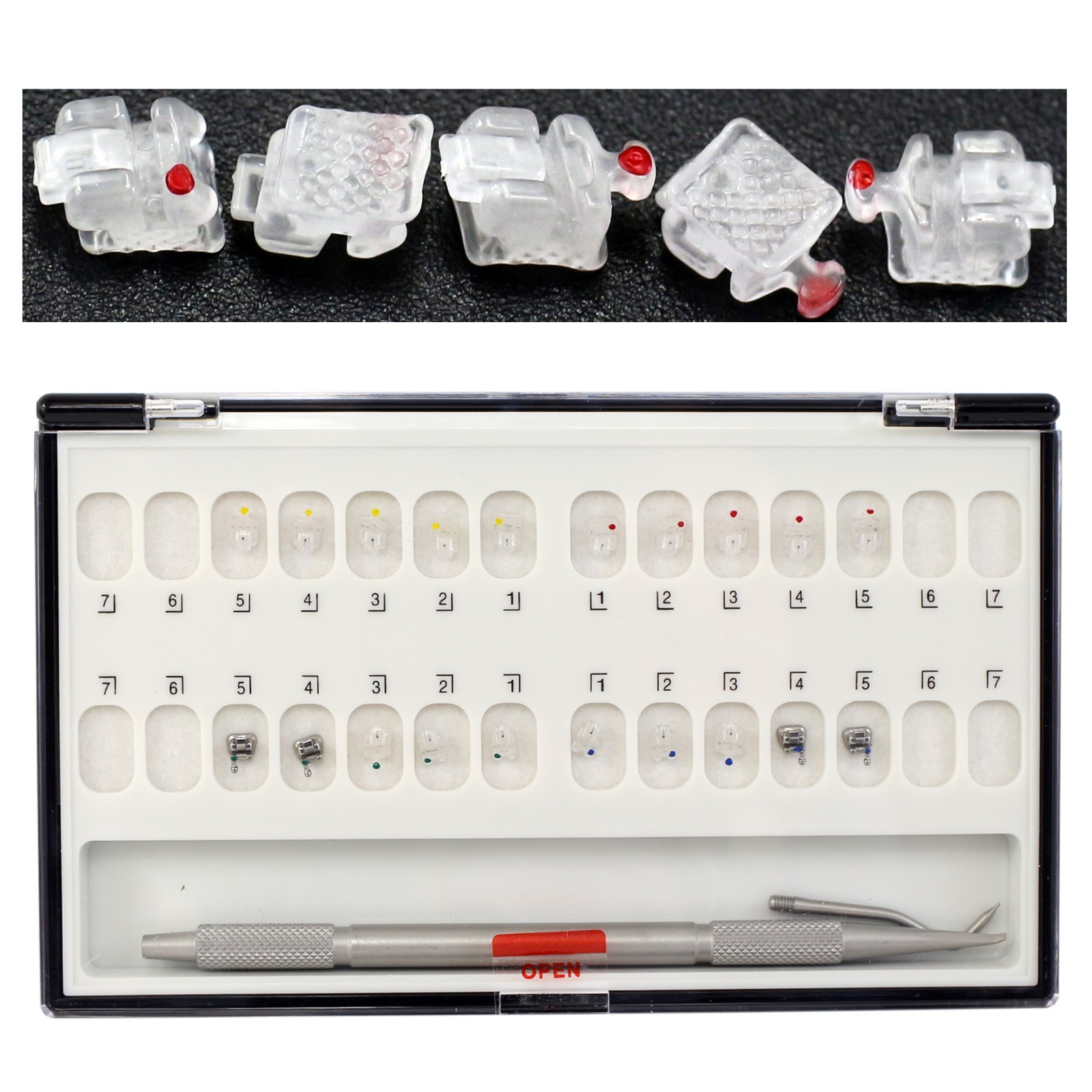 Dental Orthodontic Ceramic Self Ligating Brackets Clear Aesthetics MBT 022 Damon