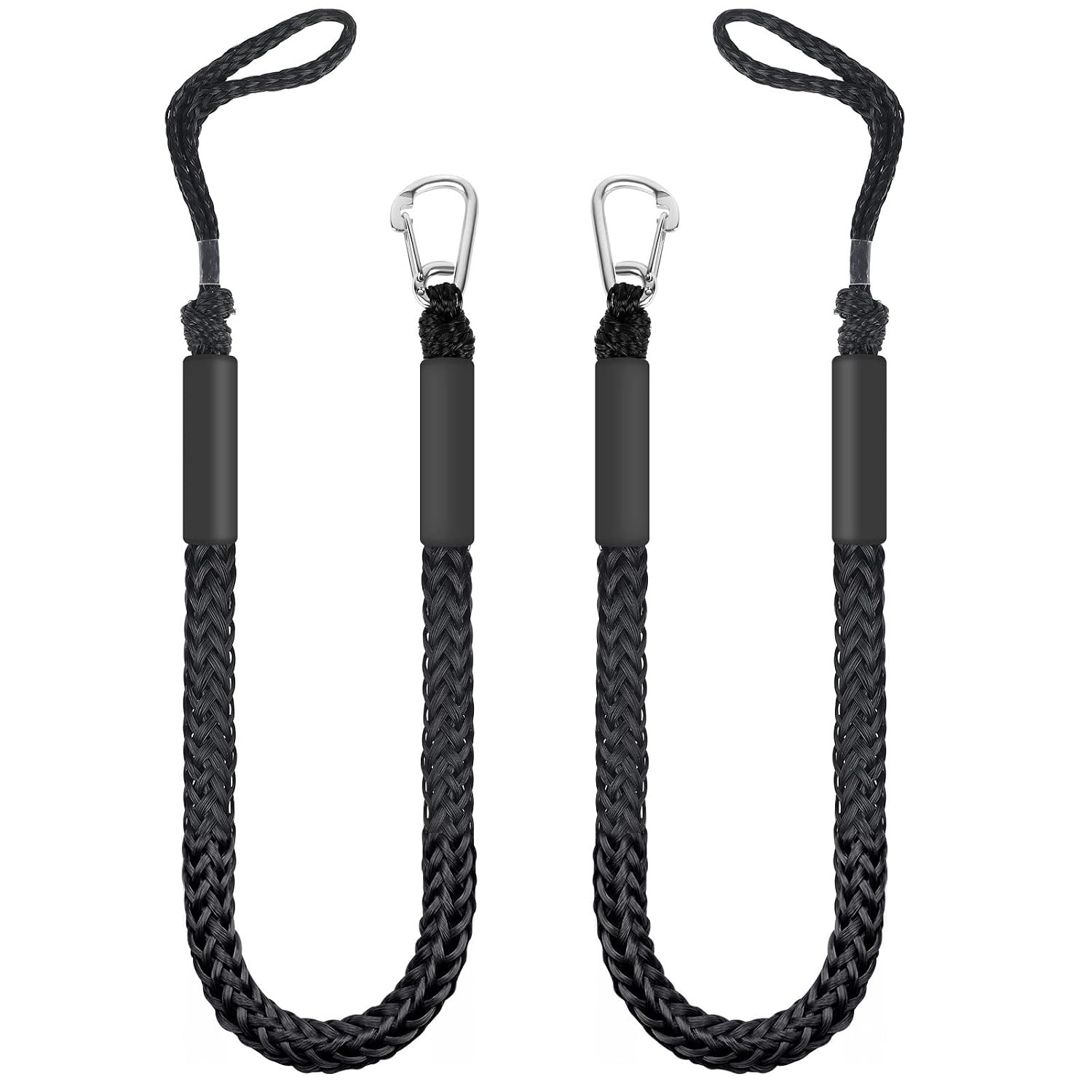 Stainless Steel Bungee Dock Lines for Boats 4ft 2 Pack Shock Absorbing Mooring