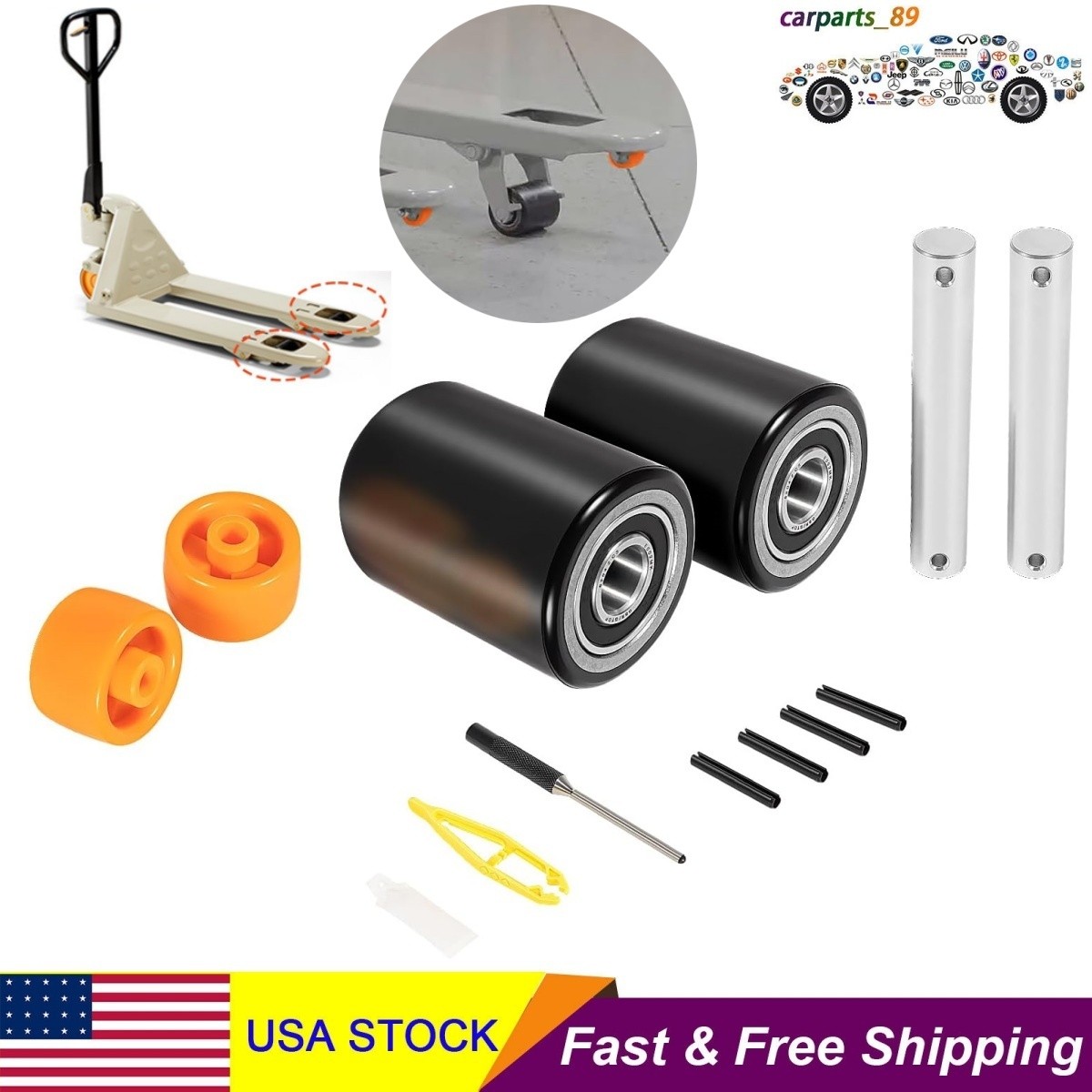for Crown PTH50 Pallet Jack Front Load Wheels Replacement Kit, Pair Front Load