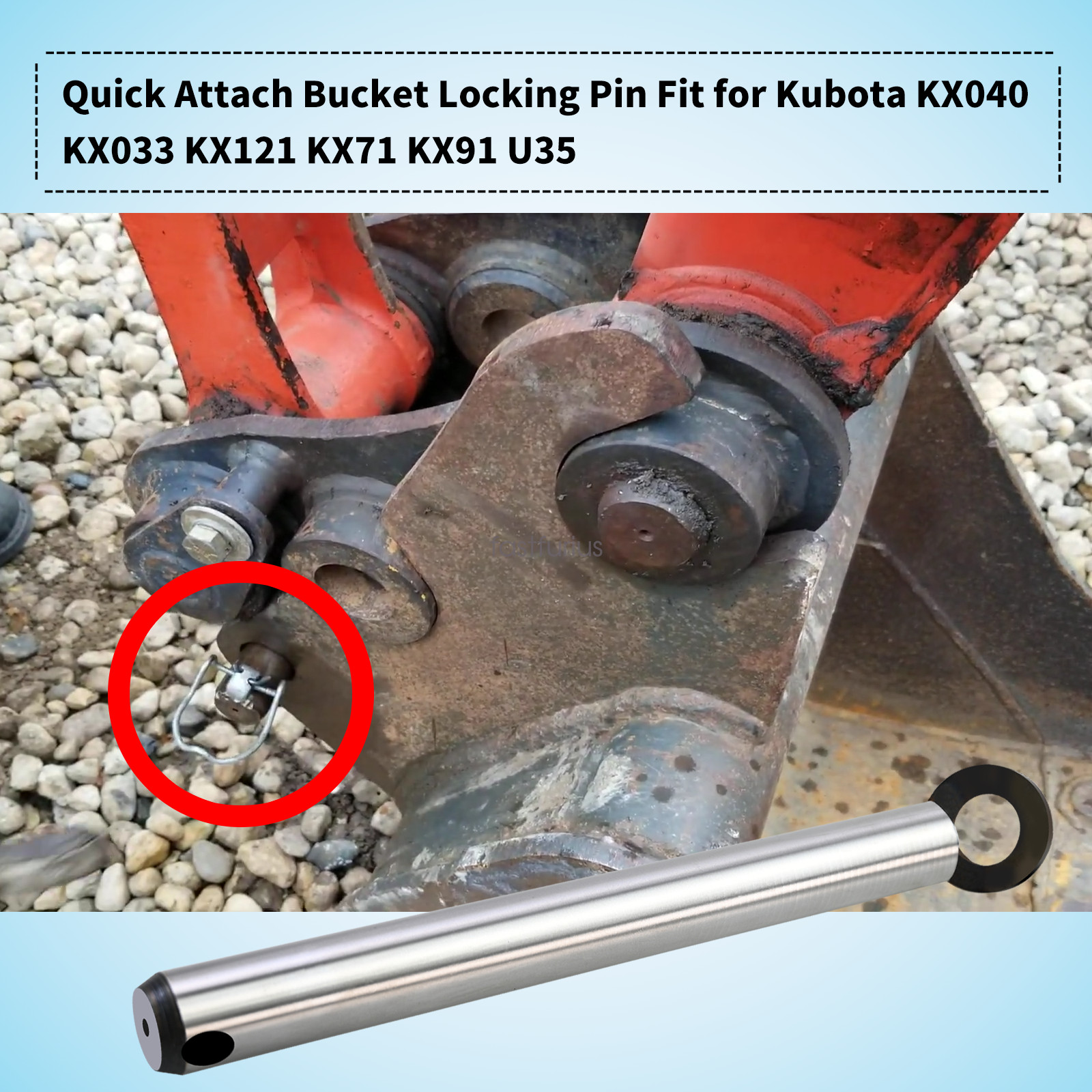 K7870 Quick attach bucket locking pin fits for Kubota KX040 KX033 70000-00220