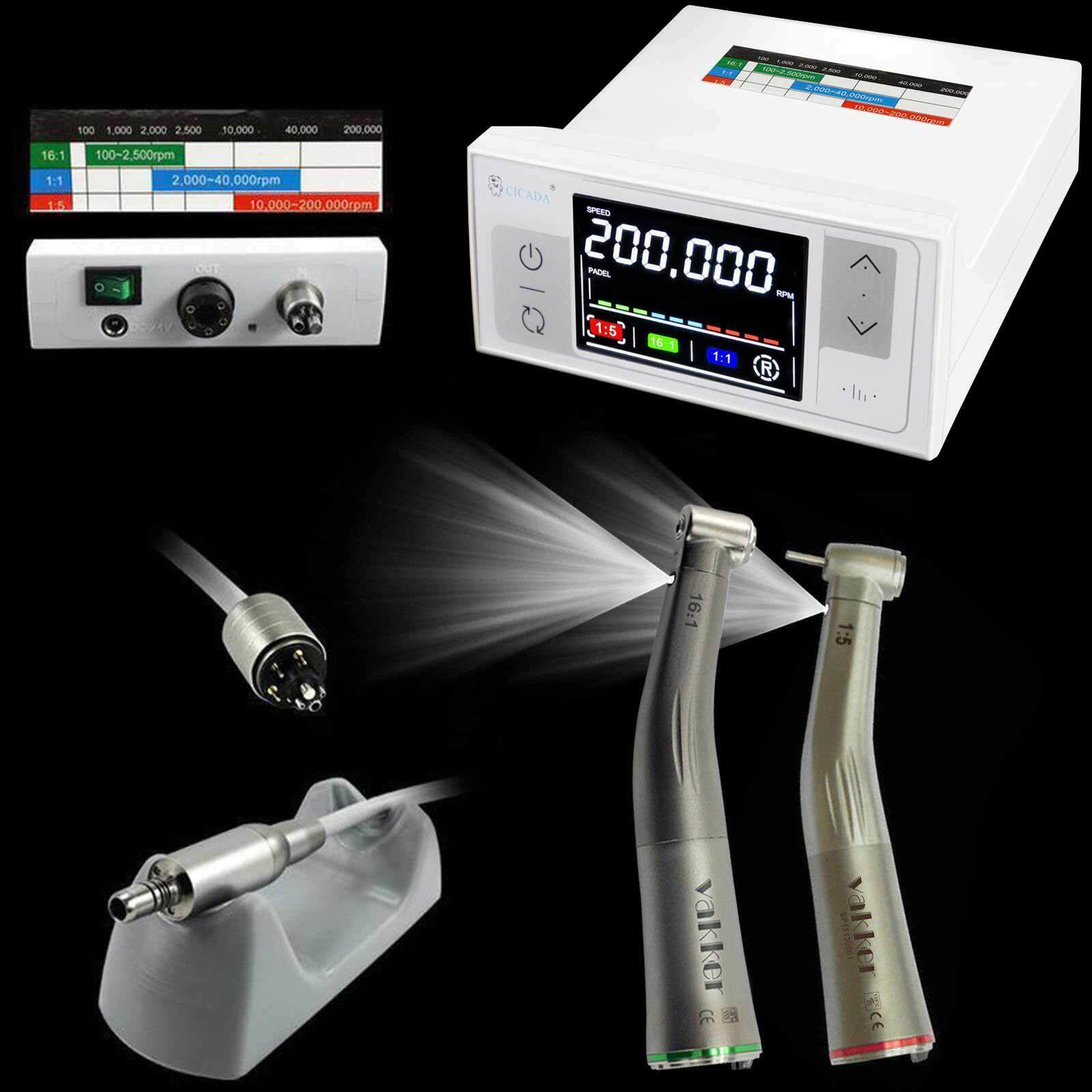 CICADA LED Dental Electric Micro Motor 1:1/1:5/16:1 Handpiece Contra Angle 4H