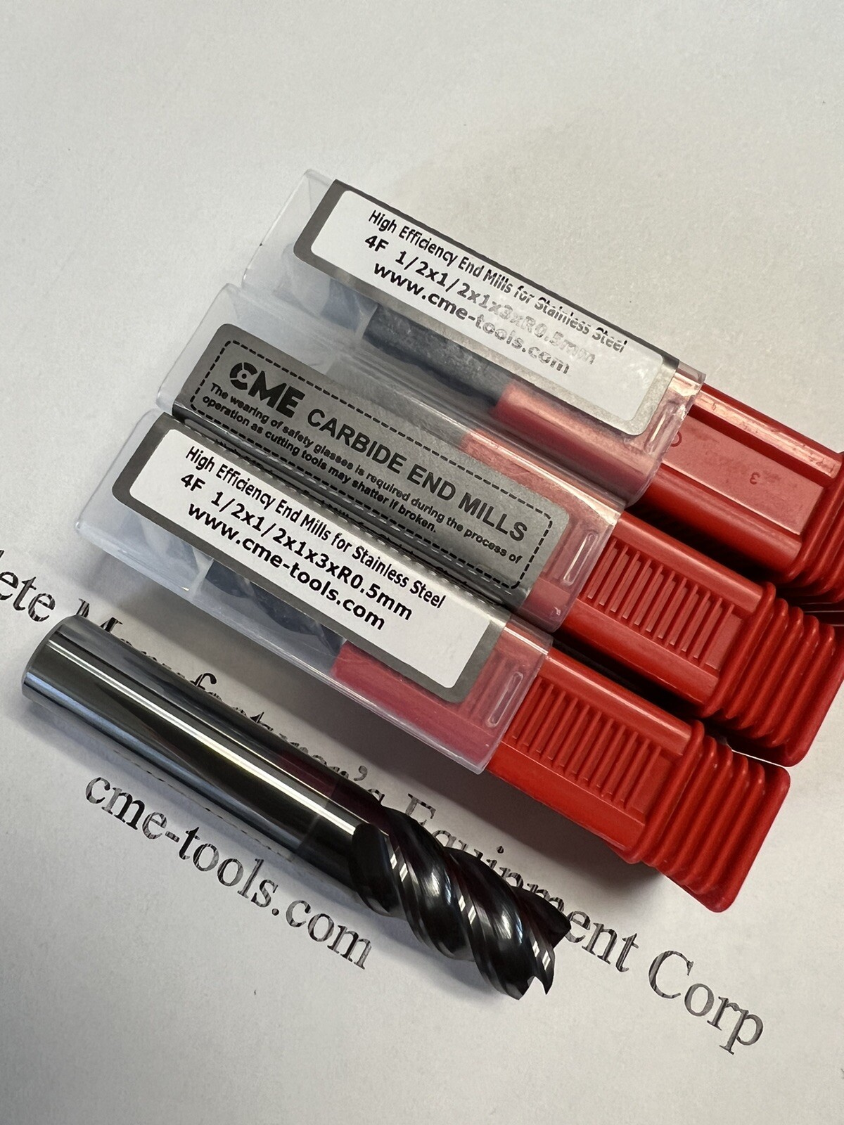 3pcs 1/2” Hi-efficiency Carbide End Mills For Stainless Steel AlCrN 1006-HSL