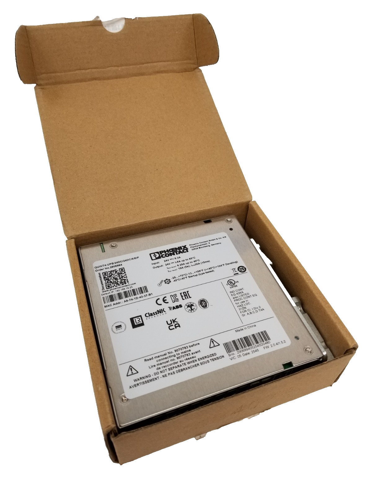 Phoenix Contact 2906994 QUINT4-UPS/24D/24DC/5/EIP Power Supply 120W DIN Rail NEW