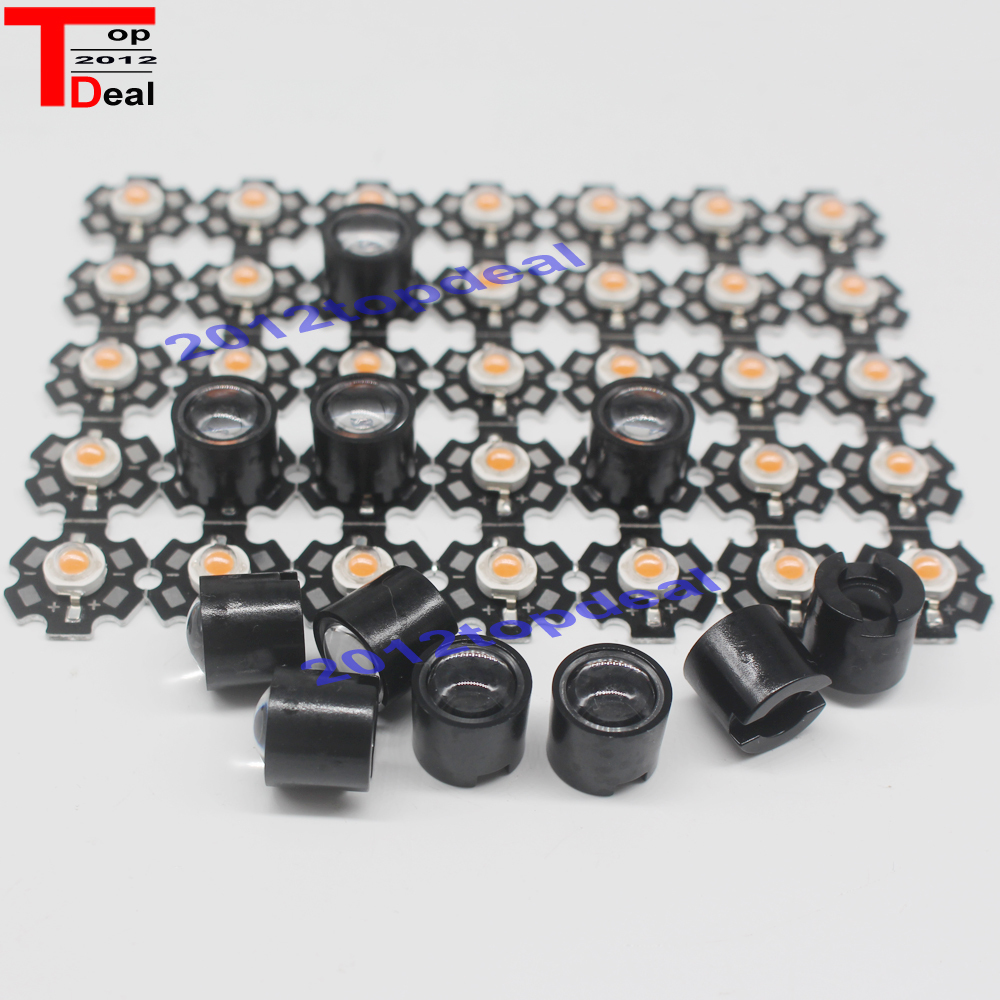 50pcs 14.5mm Black 10,15,45 60° LED LENS Reflector Collimator F 1 3 5W Star LED