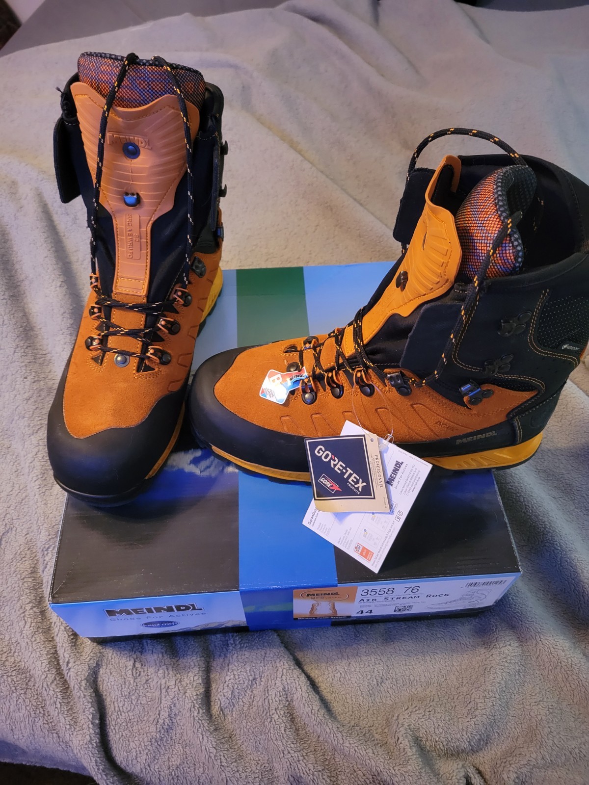 Meindl Air Stream Rock chainsaw tree Boots GORE-TEX 3558 76 Size 44 Orange Black