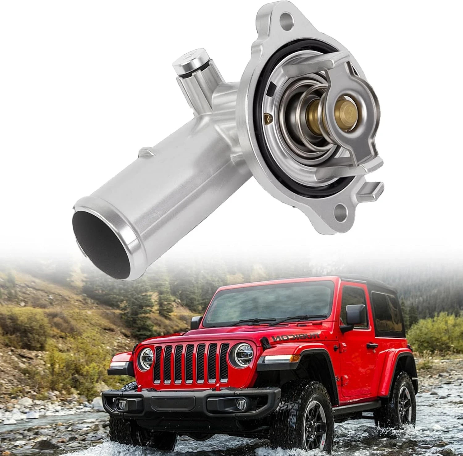 180F Thermostat Housing Assembly Jeep Wrangler JK Aluminum