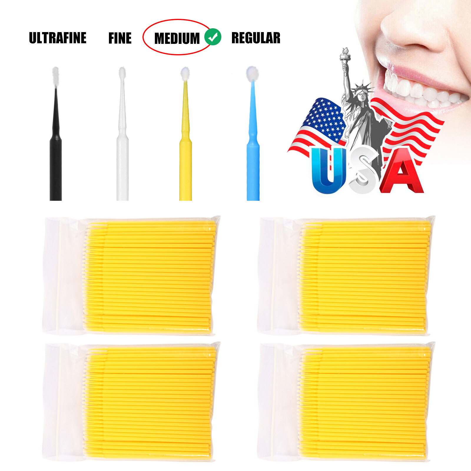 Micro Brushes Applicators Microbrush Dental (Regular, Fine, Super Fine) USA