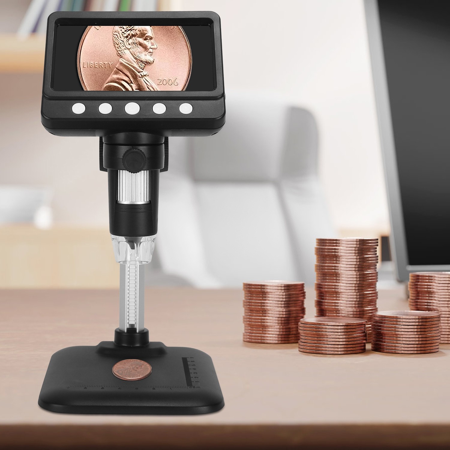 1080P Digital Microscope 1000X Soldering Microscope for Electronics Repair Coin