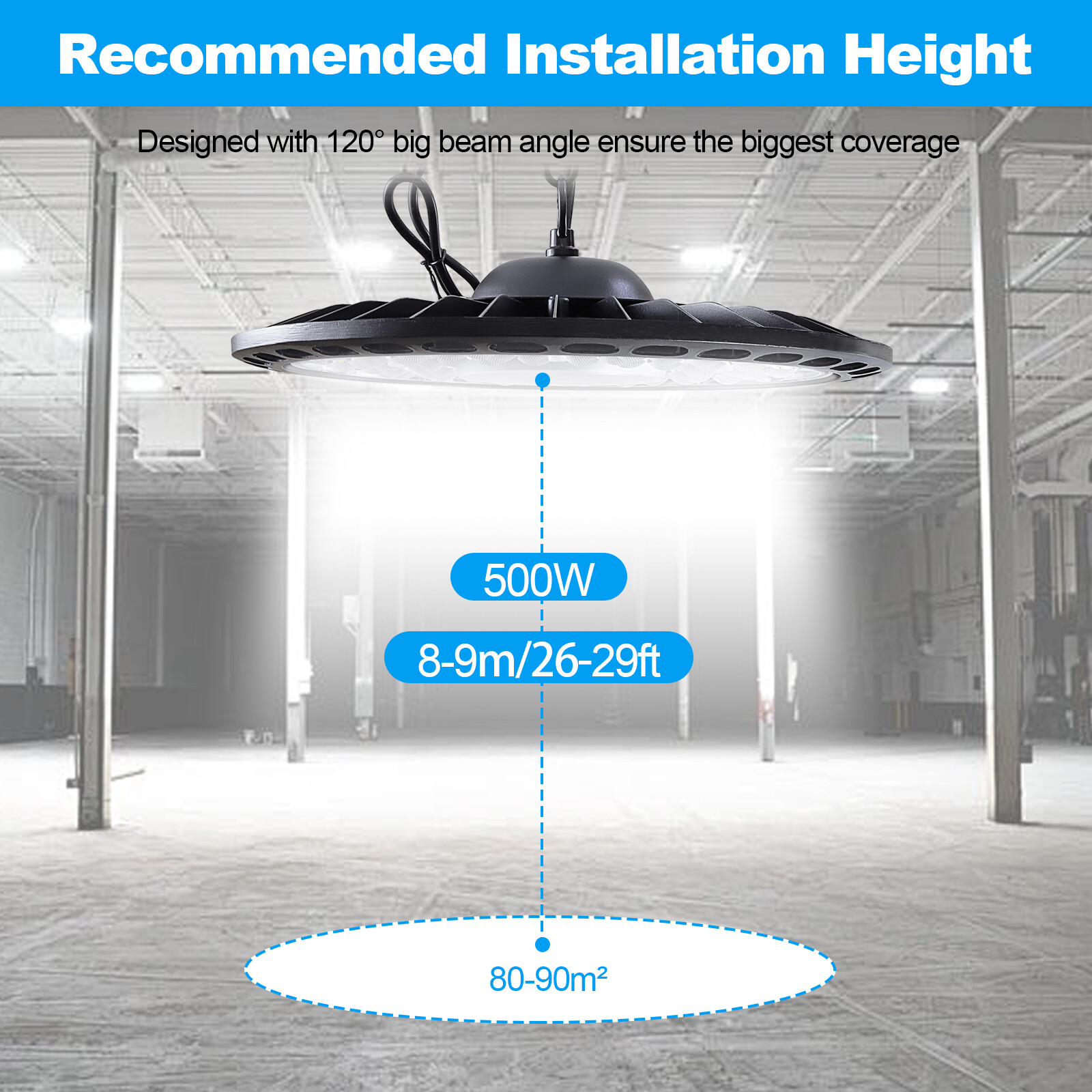 500W Super Bright Warehouse LED UFO High Bay Lights Factory Shop GYM Light Lamp