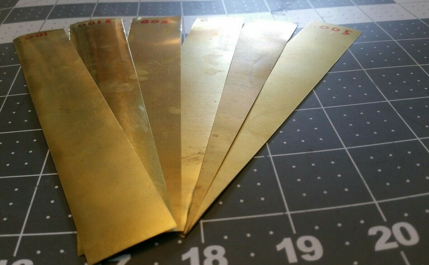 Brass Shim Stock Assortment 0.001 0.0015 0.002 0.003 0.004 0.005 1″x6″ LOT OF 6