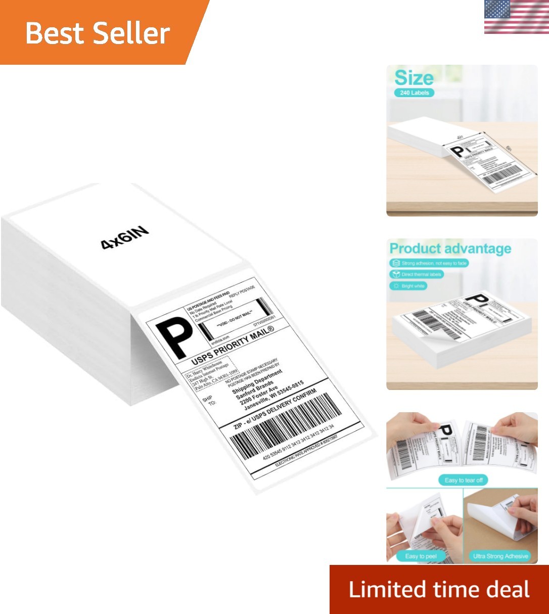 High-Quality 4×6 Thermal Labels – BPA-Free Self-Adhesive Shipping Solution