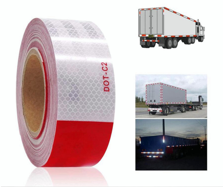 2”x50’ Reflective Conspicuity Tape DOT-C2 Approved Red/White for Trailers 1 Roll