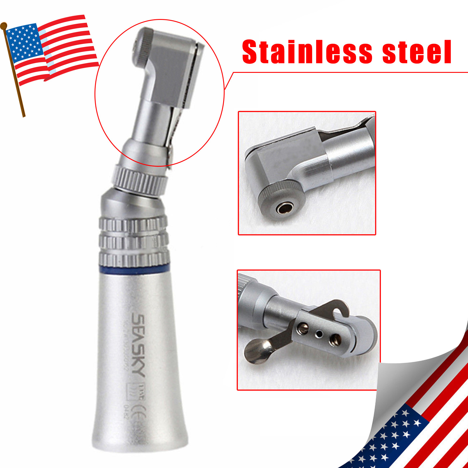 Dental Slow Speed Handpiece Contra Angle Straight Nosecone Air Motor YBB/SEASKY